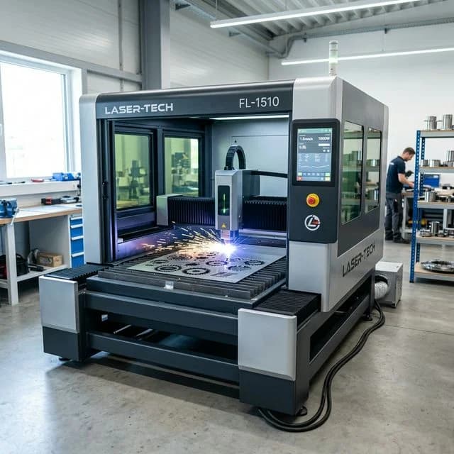 A compact, high-quality industrial fiber laser cutting machine designed for small workshops
