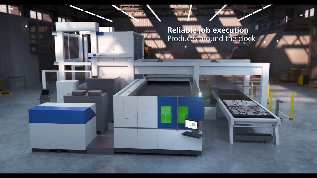 A TRUMPF TruLaser 5030 fiber laser cutting machine in operation